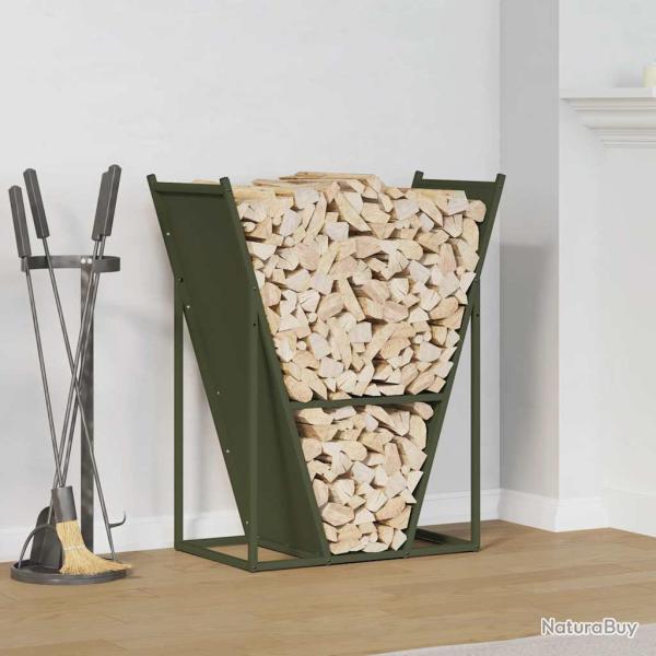 Portant de bois chauffage vert olive 69,5x35x81 cm