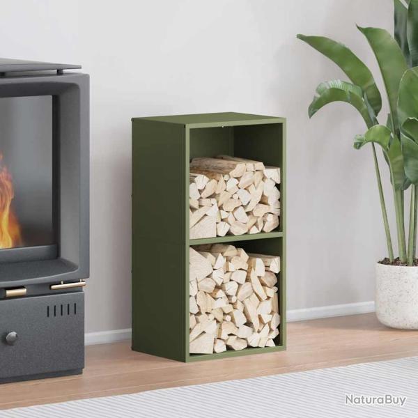Portant de bois chauffage vert olive 40x30x75 cm