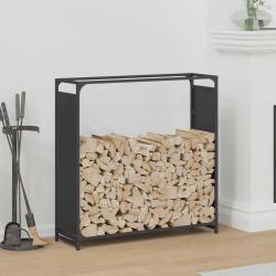 Portant de bois chauffage noir 90x28x90 cm