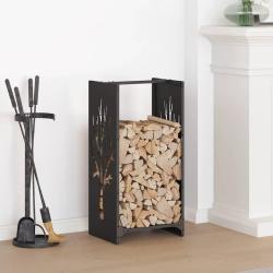 Portant de bois chauffage noir 40x30x80 cm