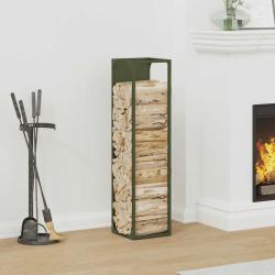 Portant de bois chauffage vert olive 25x25x100 cm
