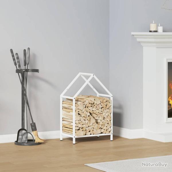 Portant de bois chauffage blanc 40x25x60 cm