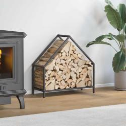 Portant de bois chauffage noir 60x25x60 cm
