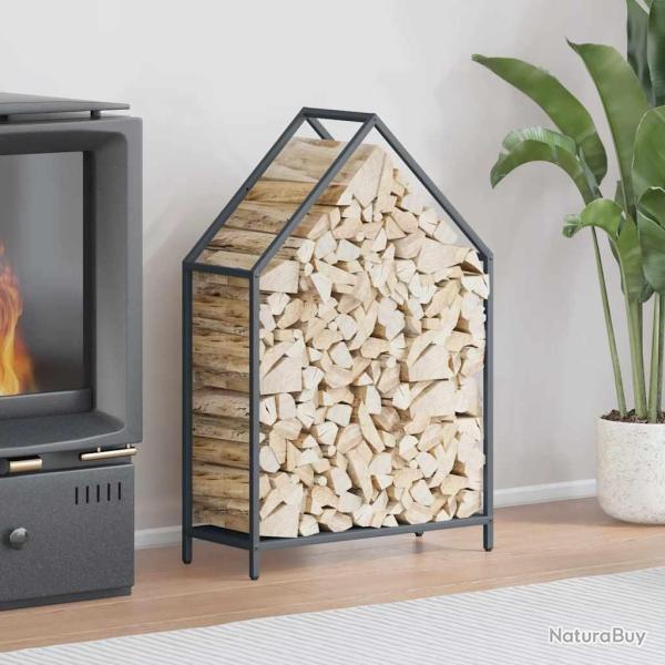 Portant de bois chauffage anthracite 60x25x90 cm
