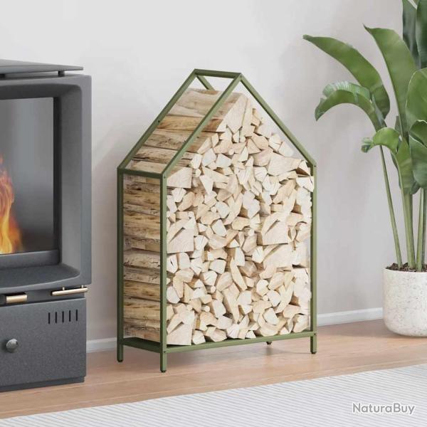 Portant de bois chauffage vert olive 60x25x90 cm