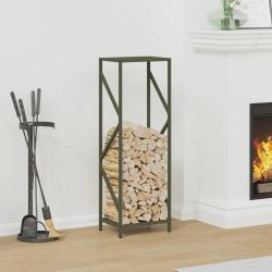 Portant de bois chauffage vert olive 34x25x100 cm