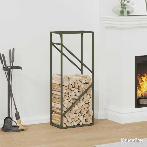 Portant de bois chauffage vert olive 40x25x100 cm