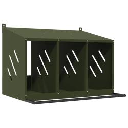 Nichoir &agrave; poules avec 3 compartiments vert olive m&eacute;tal