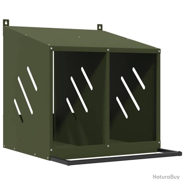 Nichoir � poules avec 2 compartiments vert olive m�tal