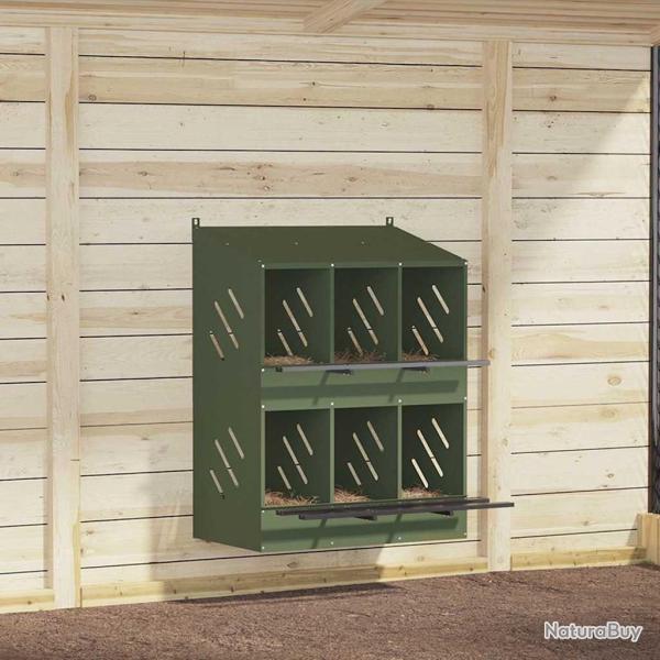 Nichoir � poules avec 6 compartiments vert olive m�tal
