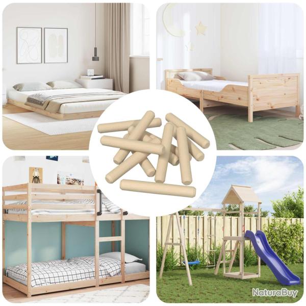 Chevilles en bois 12 pcs Marron � 8 x 50 mm Bois massif