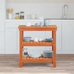 &Eacute;tabli avec &eacute;tag&egrave;re Brun cire 78,5 x 50 x 80 cm Pin massif