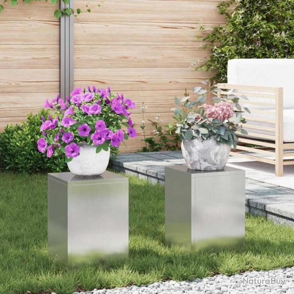 Support de Plante 2 pcs Argent 24 x 24 x 35 cm Acier inoxydable