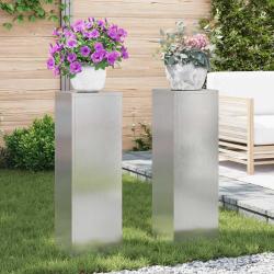 Support de Plante 2 pcs Argent 24 x 24 x 75 cm Acier inoxydable