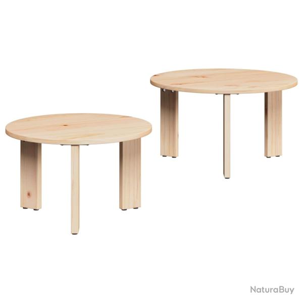Table basse 2 pcs Naturel Bois de pin massif