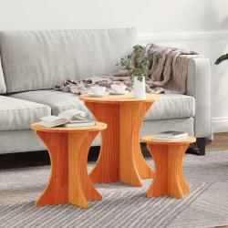 Table basse 3 pcs Brun cire