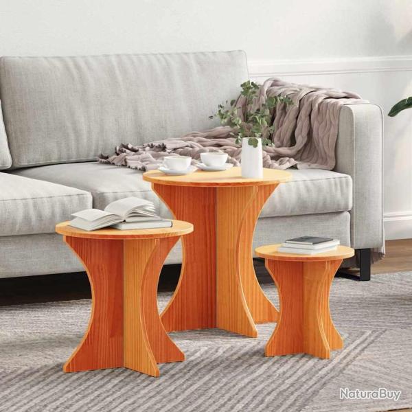 Table basse 3 pcs Brun cire