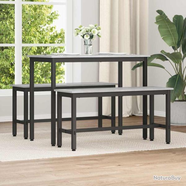 Banc de salle � manger 2 pcs Gris 100 x 32,5 x 48,5 cm