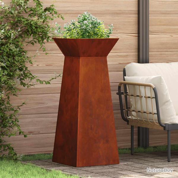 Jardini�re � pilier Rouill� 40 x 40 x 100 cm