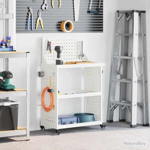 Chariot � outils Blanc 65 x 35 x 111 cm Acier lamin� � froid