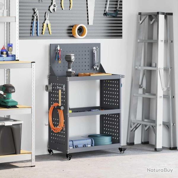 Chariot � outils avec �tag�re Anthracite 65 x 35 x 111 cm
