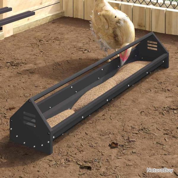 Bac de nourrissage pour poules Noir 108 x 20,5 x 20 cm