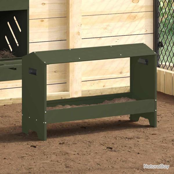 Bac de nourrissage pour poules Vert olive 81 x 32 x 53,5 cm