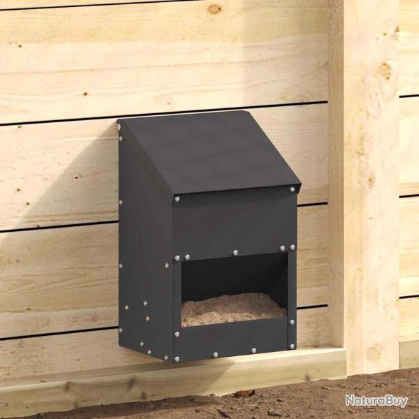 Mangeoire pour poules Noir 21 x 16 x 33 cm Acier Lamin� � Froid