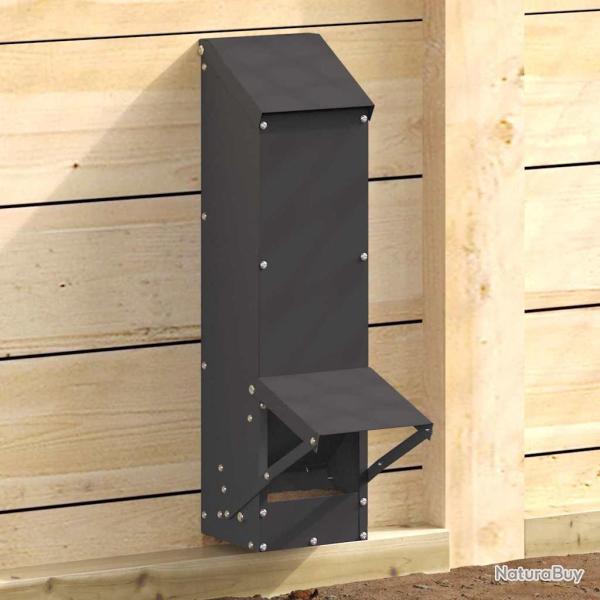 Mangeoire pour poules Noir 13 x 12 x 51 cm Acier Lamin� � Froid