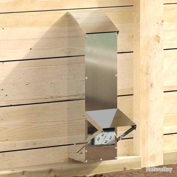 Mangeoire pour poules Argent 13 x 12 x 51 cm Acier galvanis�