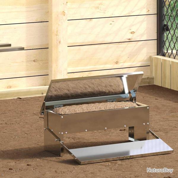 Nourrisseur � p�dale pour poules Argent 48,5 x 39,5 x 19 cm