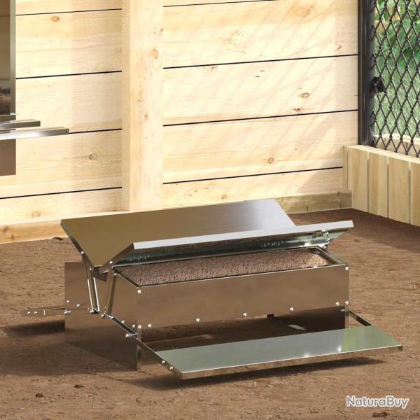Nourrisseur � p�dale pour poules Argent 75 x 53 x 20,5 cm