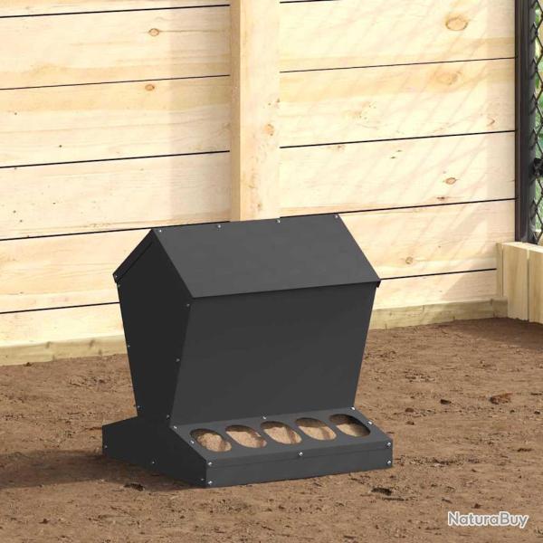 Mangeoire pour poules Noir 40 x 40 x 45 cm Acier Lamin� � Froid