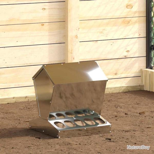Mangeoire pour poules Argent 40 x 40 x 45 cm Acier galvanis�
