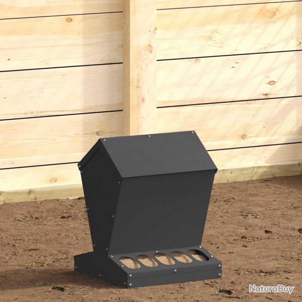 Mangeoire pour poules Noir 30 x 30 x 39 cm Acier Lamin� � Froid