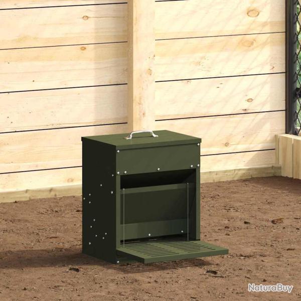 Nourrisseur � p�dale pour poules Vert olive 33 x 42 x 40 cm
