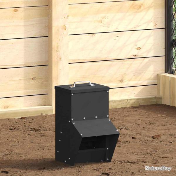 Mangeoire pour poules Noir 20 x 25 x 35 cm Acier Lamin� � Froid