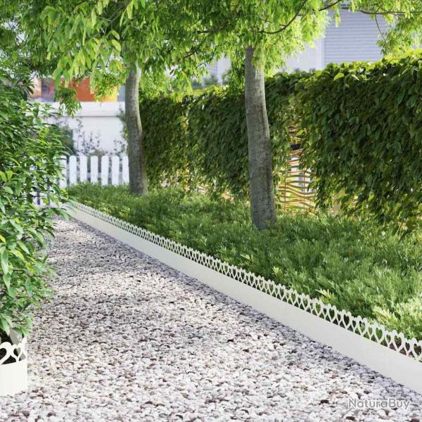 Bordures de pelouse 20 pcs 103 x 0,05 x 22 cm Acier Blanc