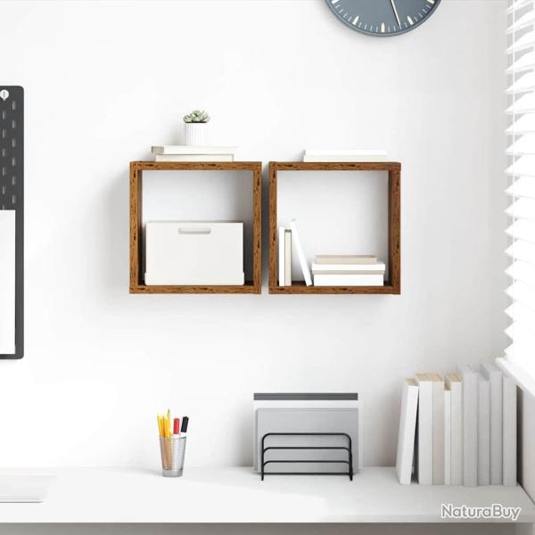 �tag�res Murales Montage mural 2 pcs Bois ancien