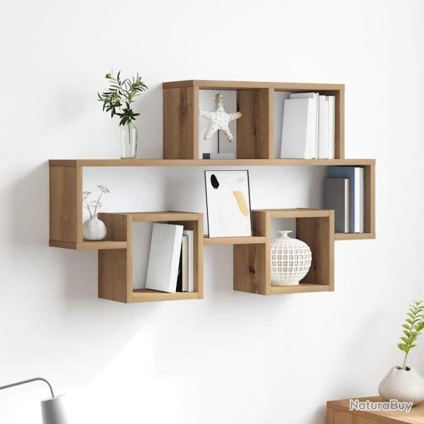 �tag�re Murale Montage mural ch�ne artisanal 82 x 15 x 51 cm
