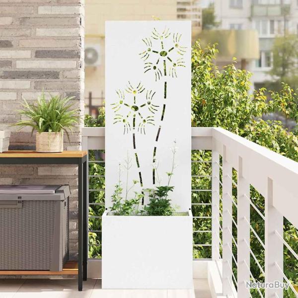 �cran de confidentialit� de Floral Blanc 50 x 150 cm