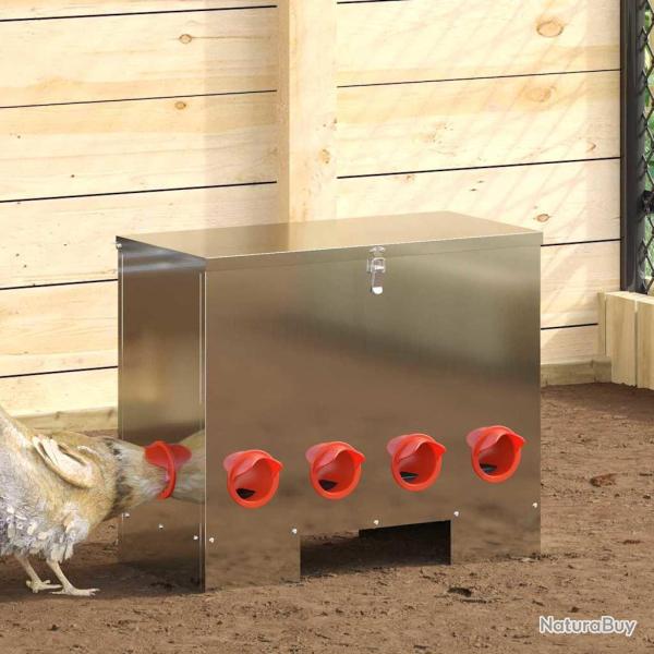 Mangeoire pour poules 2 pcs Argent 60,5 x 29 x 51 cm