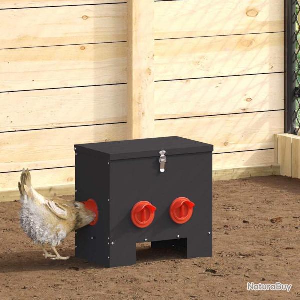 Mangeoire pour poules 2 pcs Noir 40,5 x 25 x 38 cm