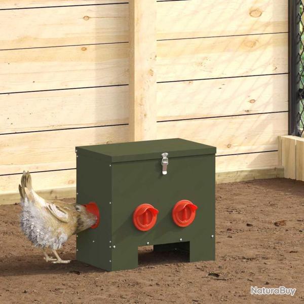 Mangeoire pour poules 2 pcs Vert olive 40,5 x 25 x 38 cm