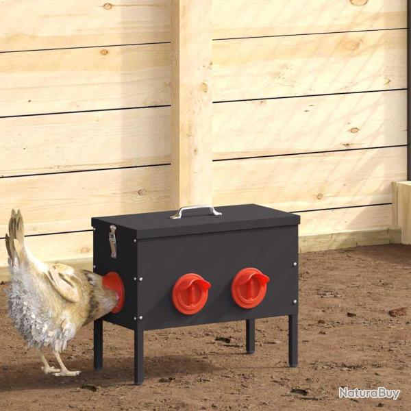 Mangeoire pour poules 2 pcs Noir 41,5 x 20,5 x 33 cm