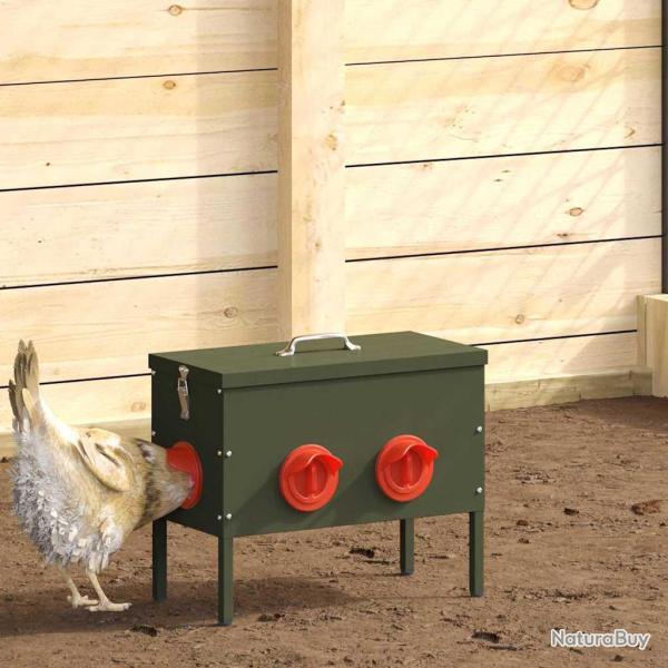 Mangeoire pour poules 2 pcs Vert olive 41,5 x 20,5 x 33 cm