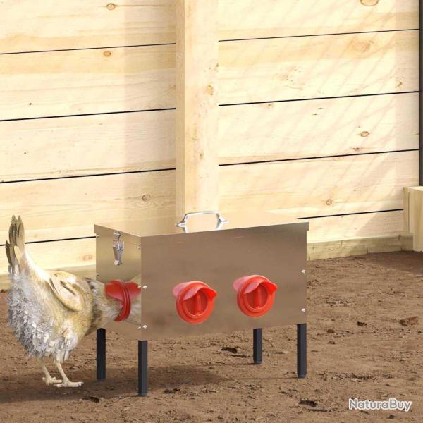 Mangeoire pour poules 2 pcs Argent 41,5 x 20,5 x 33 cm