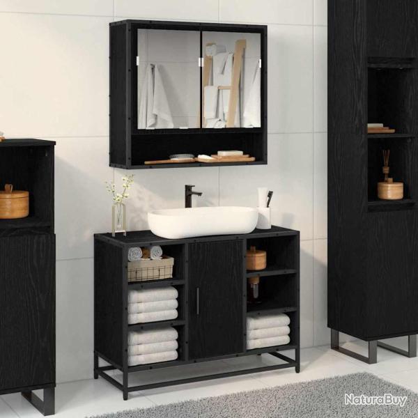 �tag�re Murale avec �tag�re Ch�ne noir 65 x 20 x 60 cm