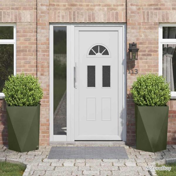 Jardini�re 2 pc Vert olive 50 x 50 x 75 cm Acier