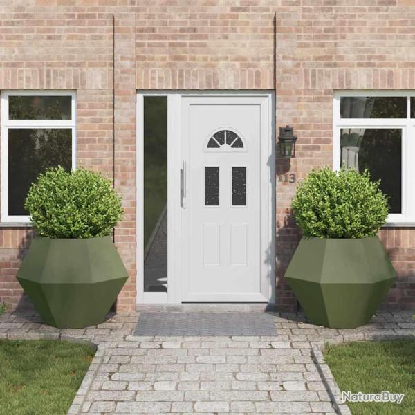 Jardini�re 2 pc Vert olive 100 x 100 x 80 cm Acier